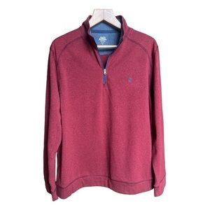 Izod Saltwater Men’s Maroon 1/4 Zip Fleece Lined Lightweight Pullover, Large